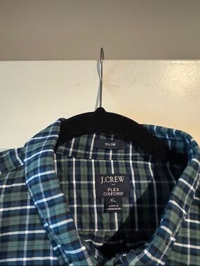J. Crew Slim Flex Oxford Plaid Shirt - Blue & Green